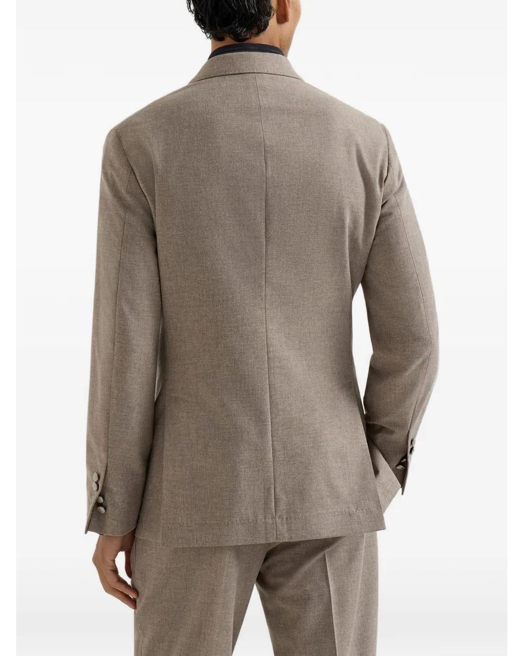 Brunello Cucinelli Brown Solomeo Virgin Wool, Cotton And Silk One-And-A-Half Breasted Blazer for men