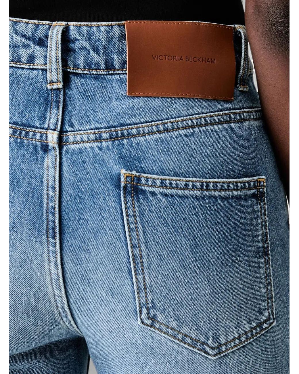 Victoria Beckham Blue Pressed-Crease Straight-Leg Jeans