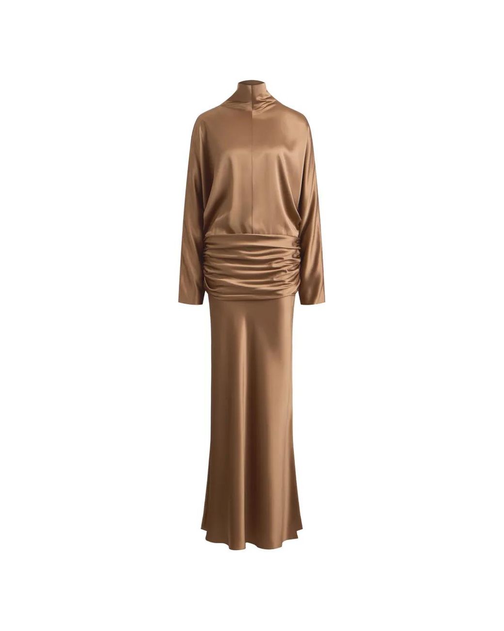 12 STOREEZ Natural Long-Sleeved Draped Dress