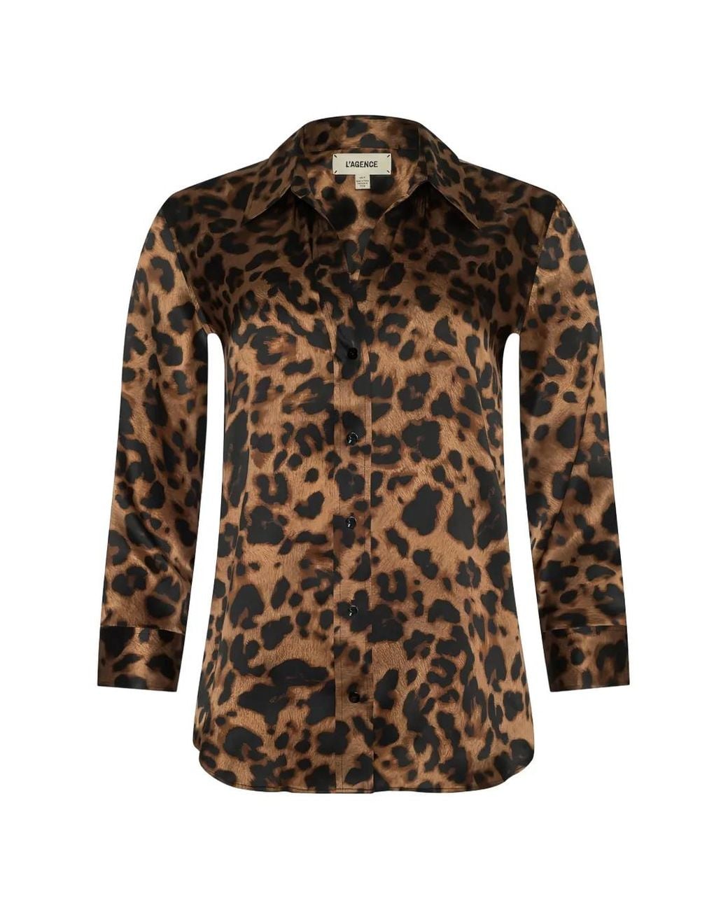 L'Agence Brown Dani Leopard-Print Blouse