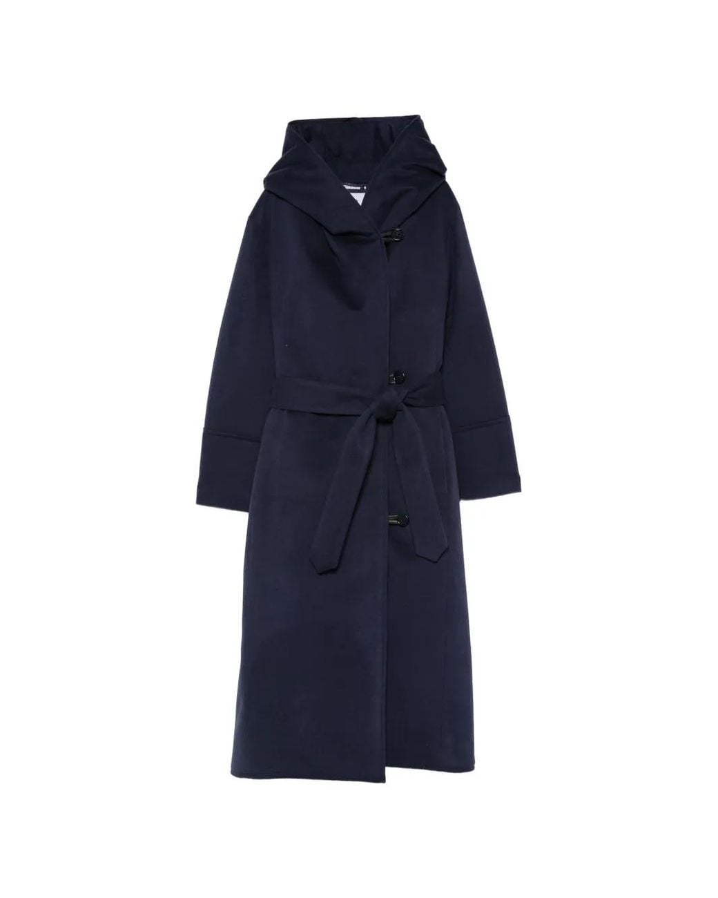 Norwegian Wool Blue Hooded Belted Coat