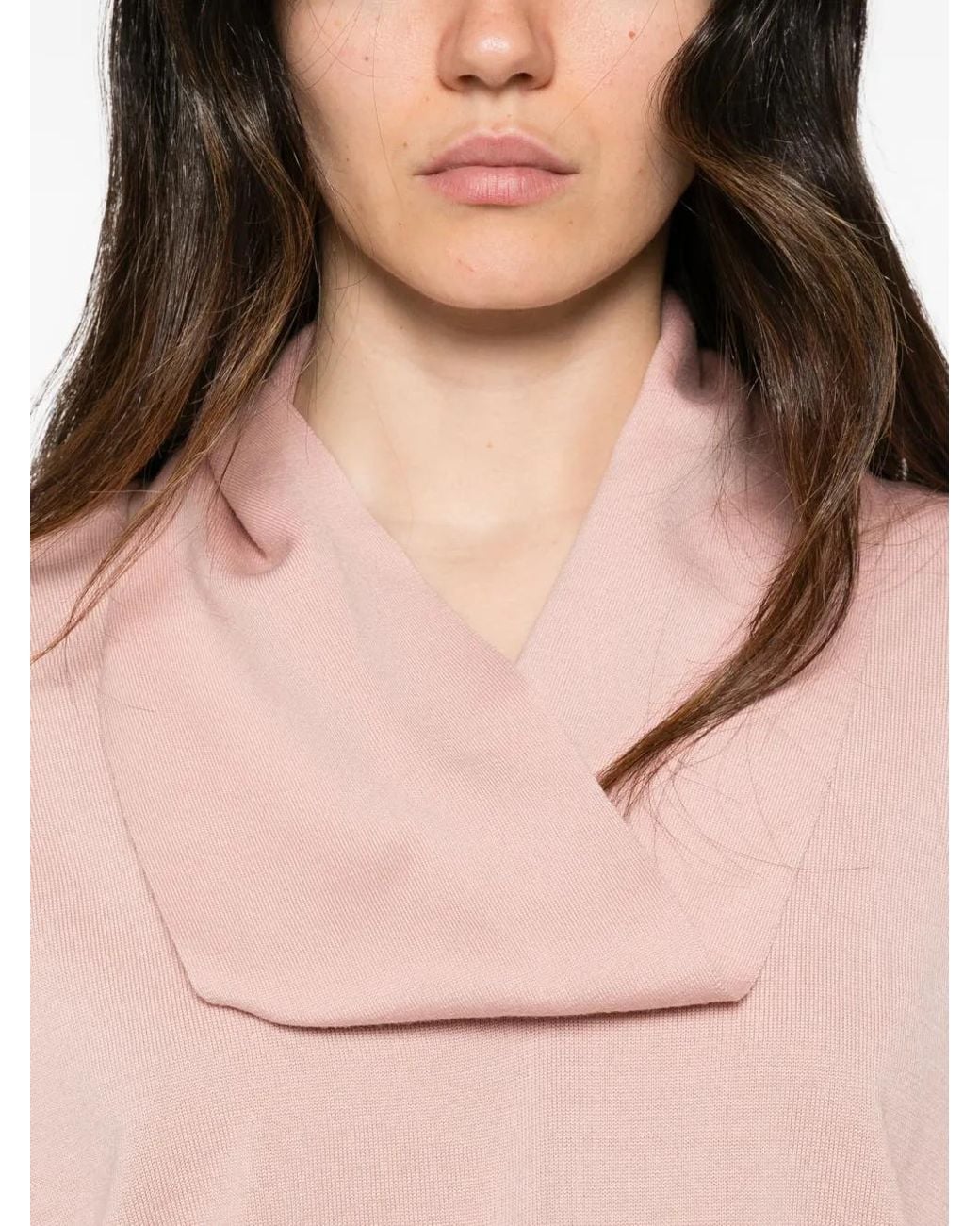 Liviana Conti Pink Draped-Neck Drop-Shoulder Sweater