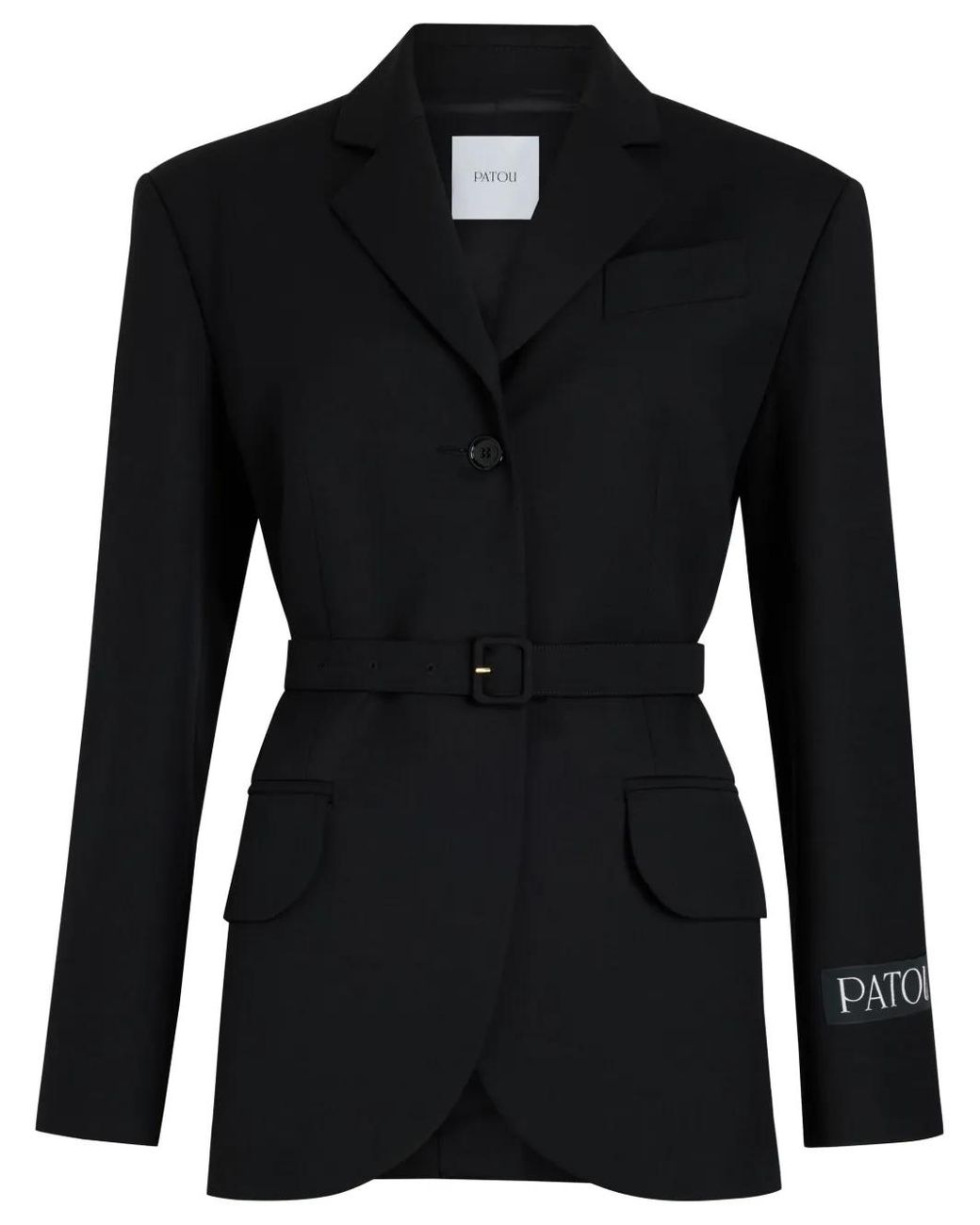 Patou Black Logo-Patch Belted Blazer