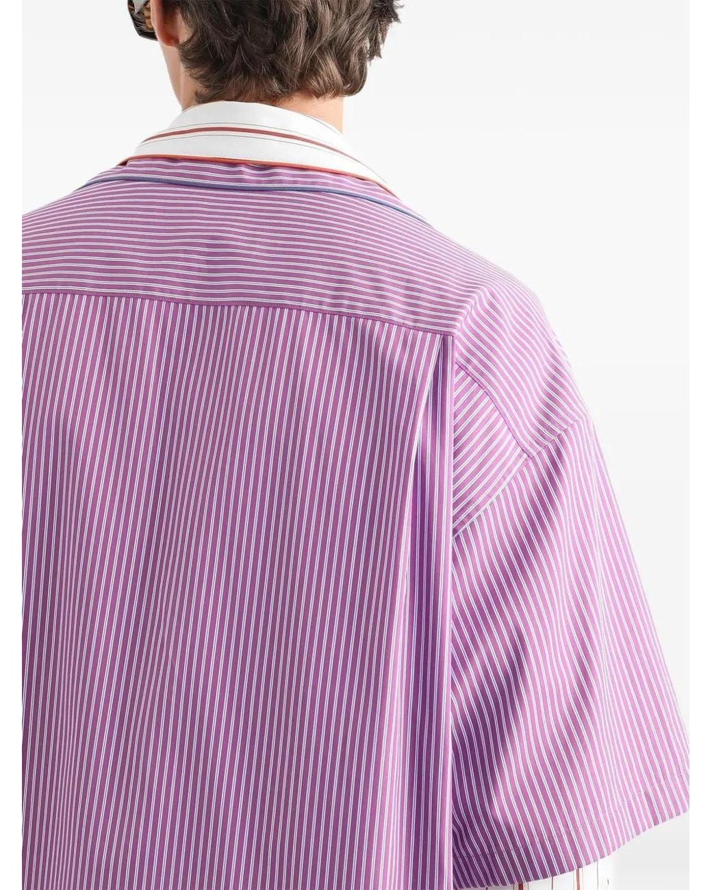 Dolce & Gabbana Purple Hawaii Striped Poplin Shirt for men