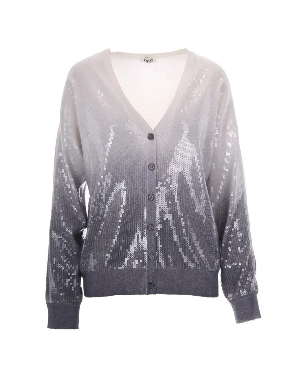 Liu Jo Gray Sequin-Embellished Ombre Cardigan