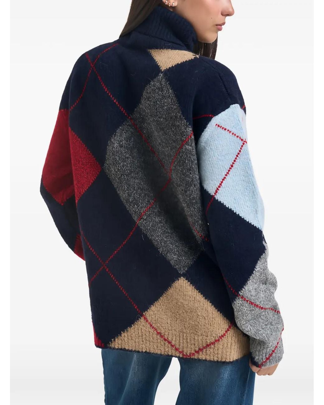 Semicouture Black Argyle-Pattern Sweater