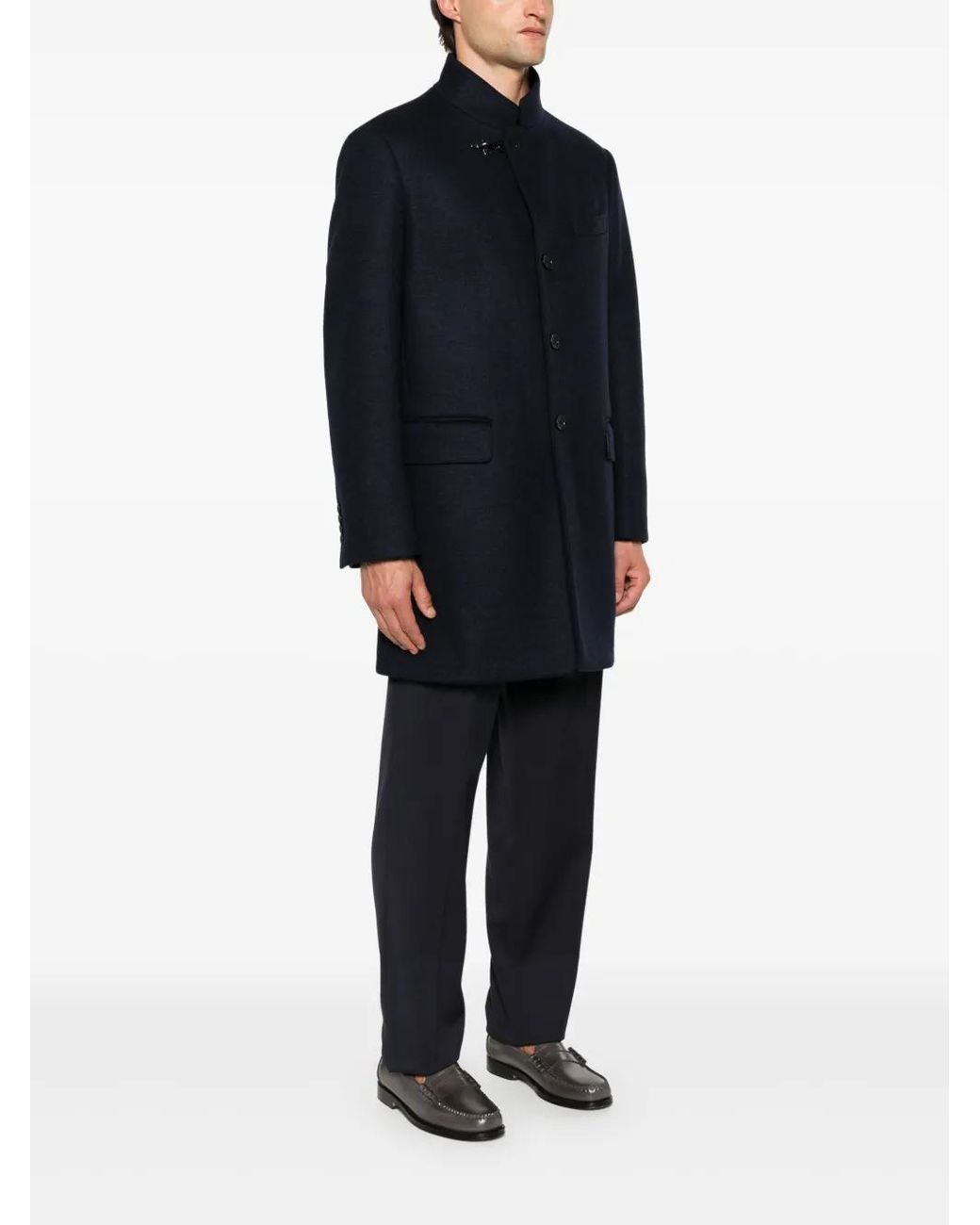 Fay Blue Single-Breasted Coat for men