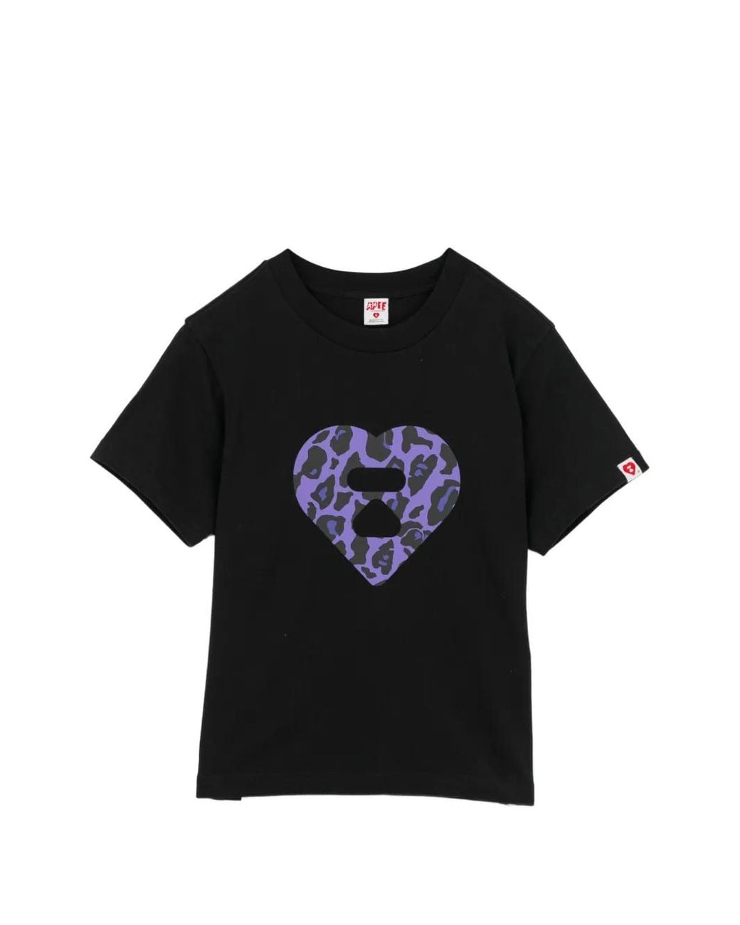 AAPE BY A BATHING AP Black Heart-Print Logo-Patch T-Shirt