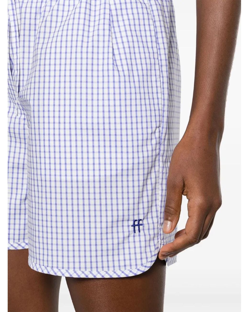 Forte_forte Blue Gingham-Check Cotton Shorts