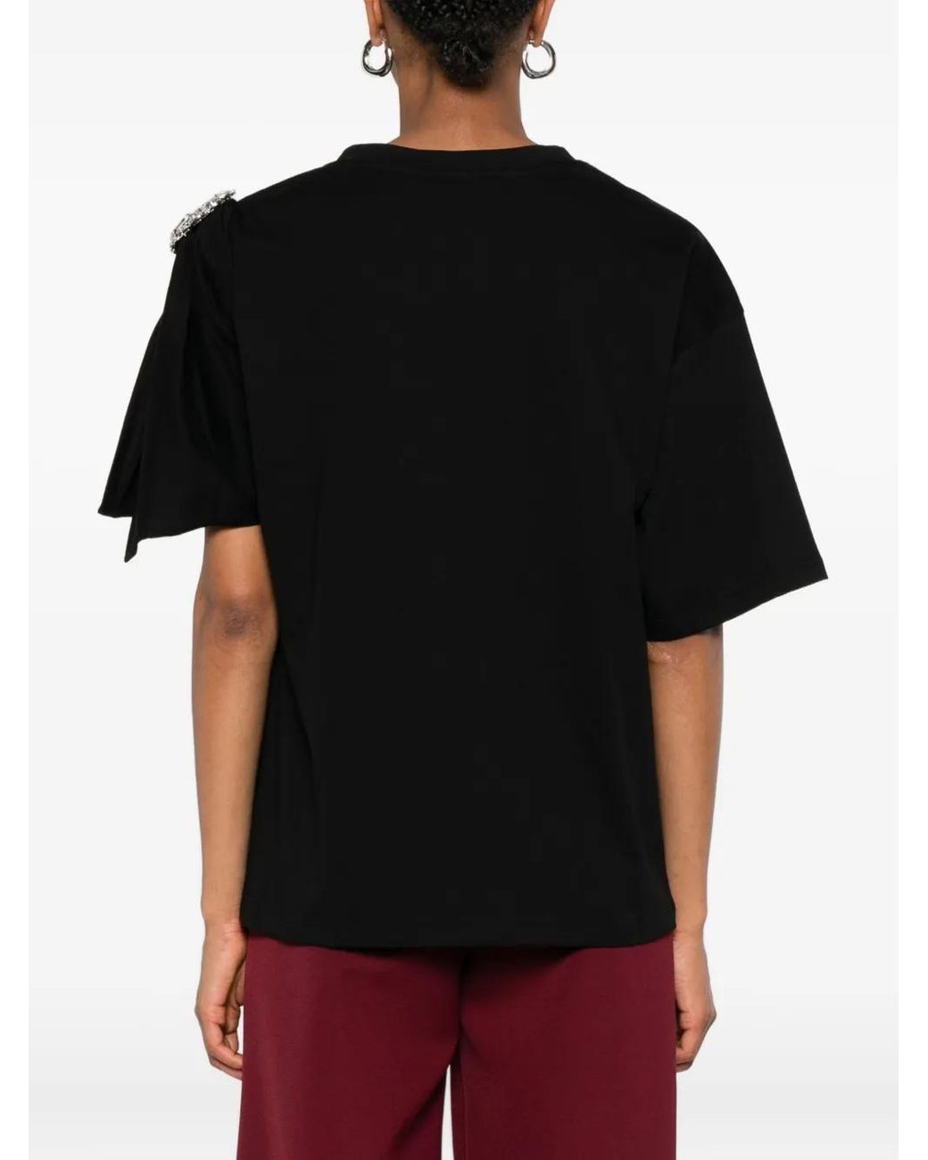 Area Black Embellished Puff-Sleeve Top