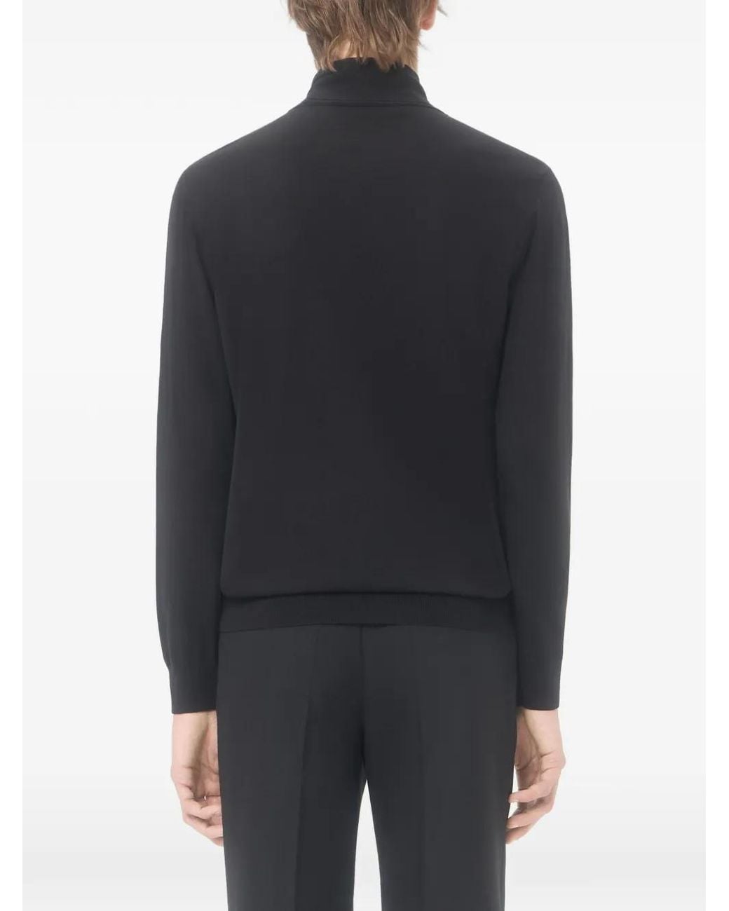 Valentino Garavani Black Wool Sweater With Scarf Collar And Vlogo Embroidery for men