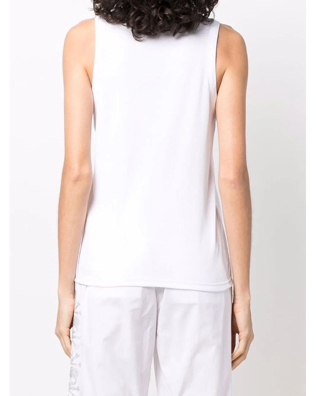 Philipp Plein White Skull-Appliqué Tank Top