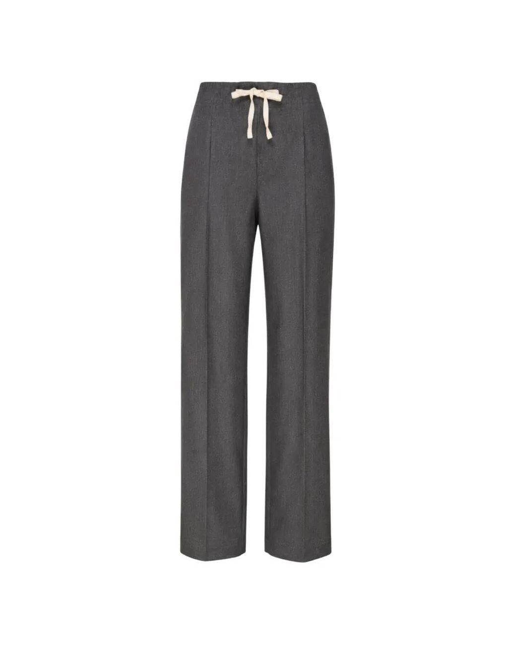 SONIA CARRASCO Gray Pleated Drawstring Wool Trousers