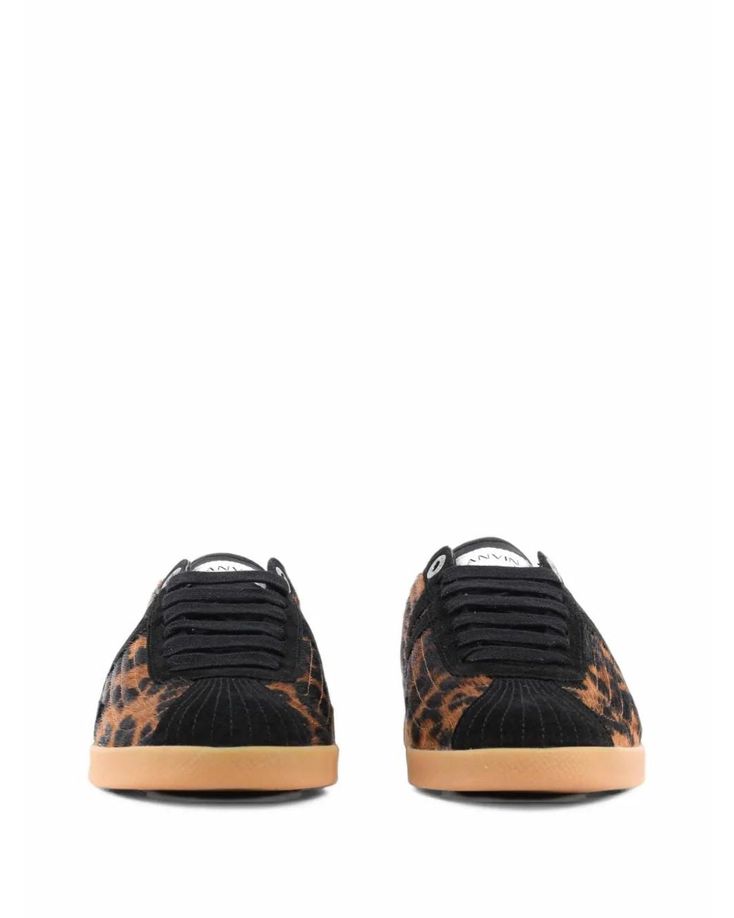 Lanvin Black Glenn 2.0 Leopard-Print Sneakers