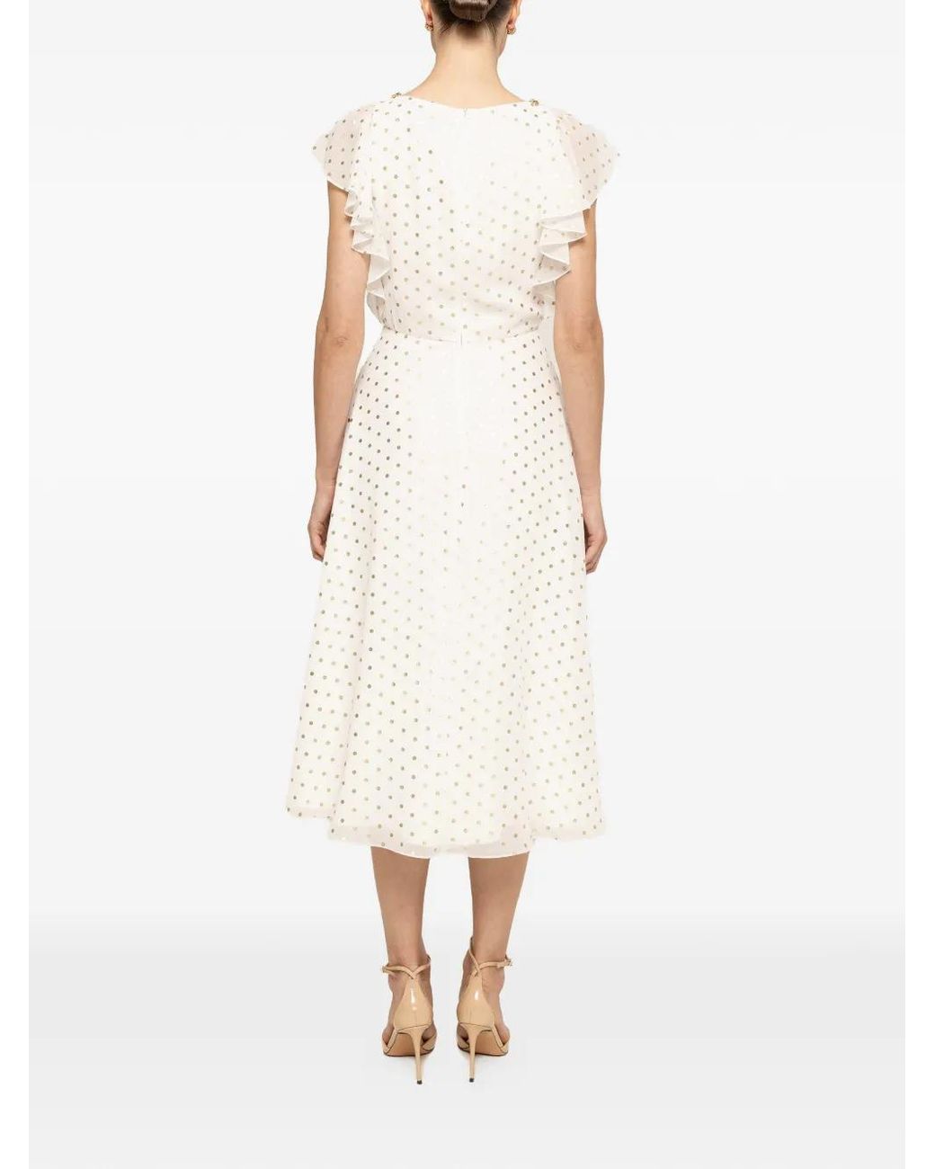 Nissa White Robe Mi-Longue À Pois