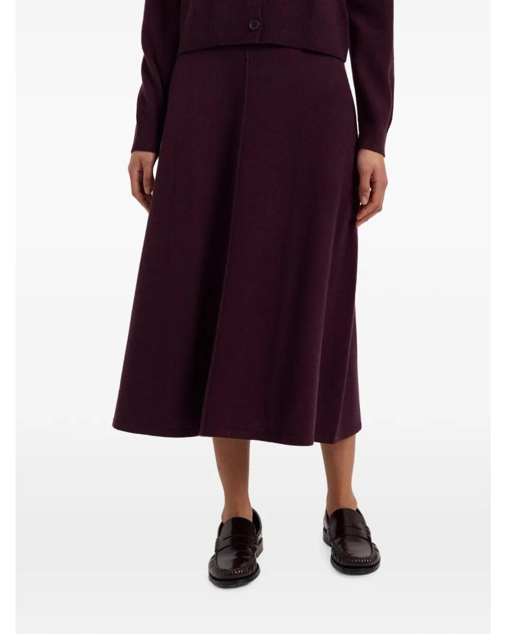 Chinti & Parker Purple A-Line Knitted Midi Skirt