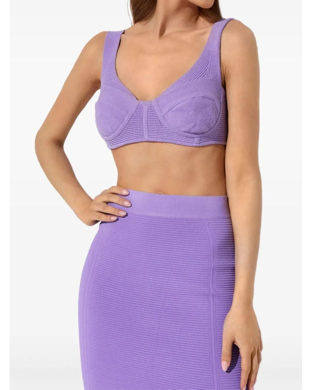 Hervé Léger Purple Corset Boucle Top