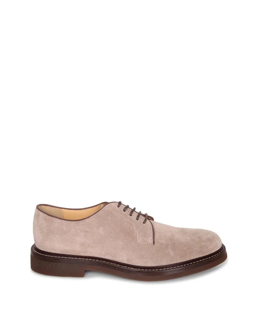 Brunello Cucinelli Pink Lace-Up Leather Shoes for men