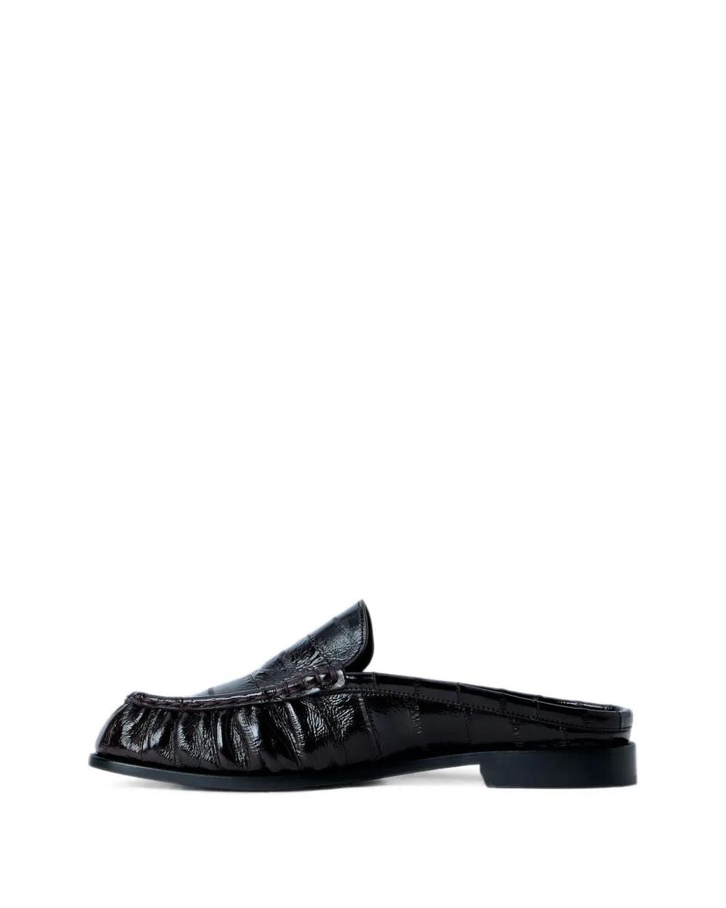 Saint Laurent Black Croc-Effect Leather Mules