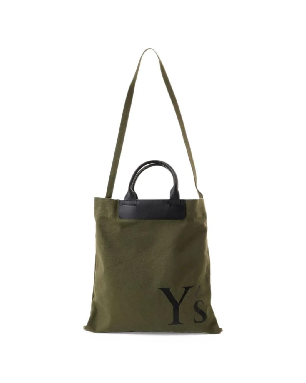 Y's Yohji Yamamoto Green Logo-Print Canvas Tote Bag