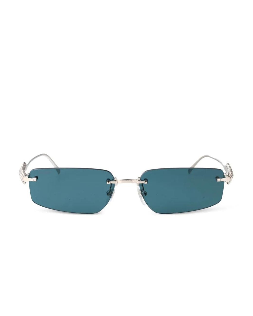 Cartier Blue Studded Rectangle-Frame Sunglasses