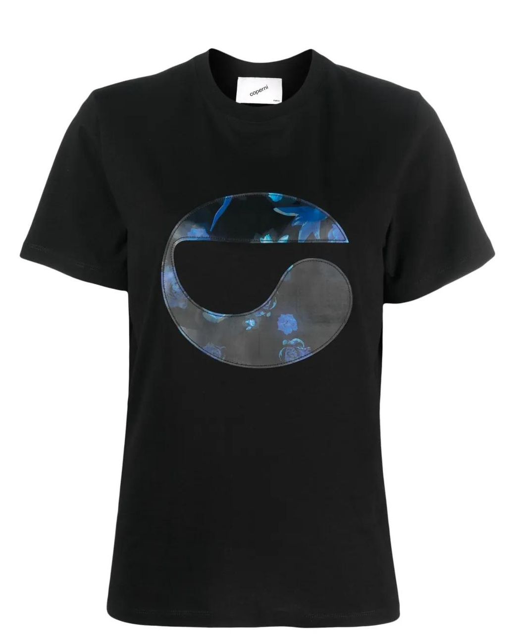 Coperni Black Flower-Print Logo T-Shirt