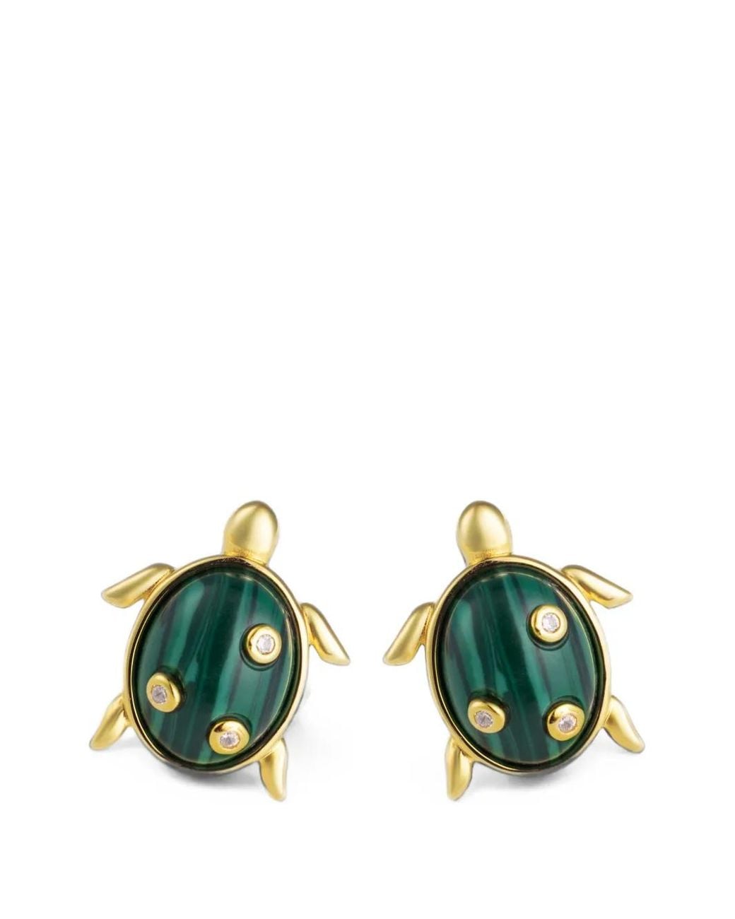 Eshvi Green Malachite Turtle Earrings