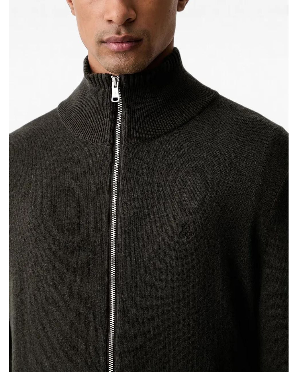 Marc O' Polo Black Zip-Up High-Neck Cardigan for men