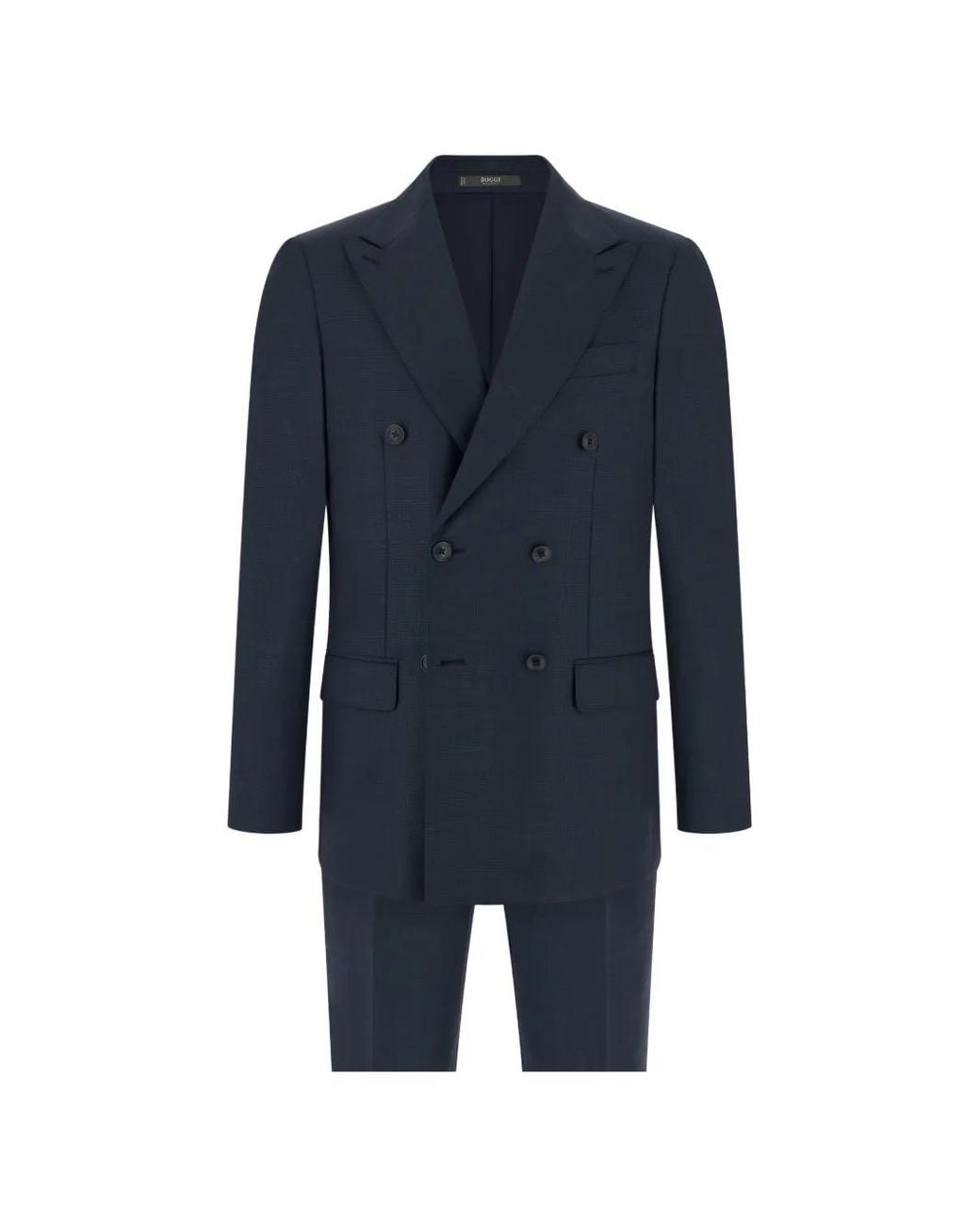 Boggi Blue Double-Breasted Pattern Wool Suit for men