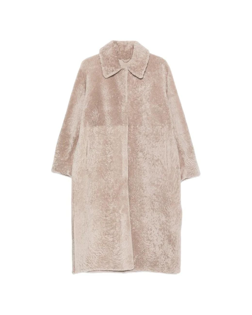 Manzoni 24 Natural Shearling-Finish Collared Coat