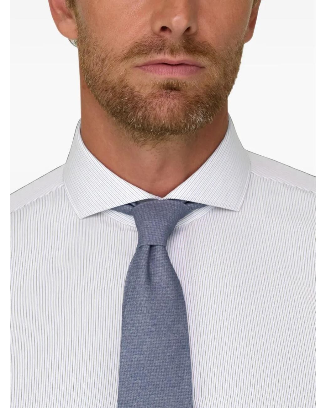 Boggi Gray Striped Non-Iron Cotton Slim Fit Shirt for men