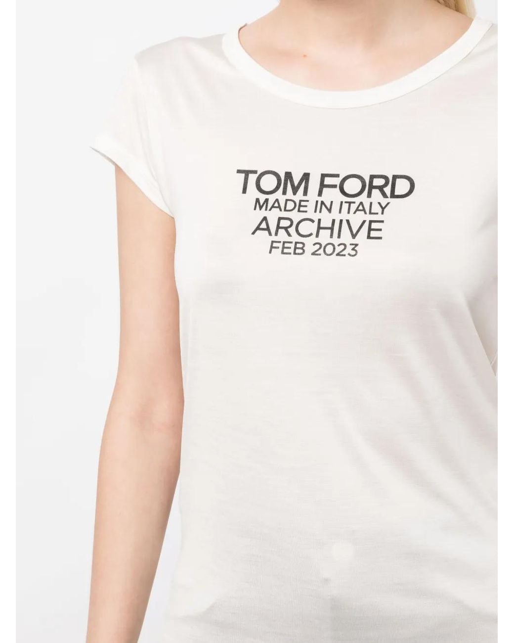 Camiseta Con Logo Estampado Tom Ford de color White