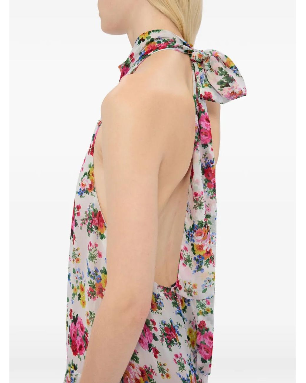 MSGM White Floral-Pattern Maxi Dress