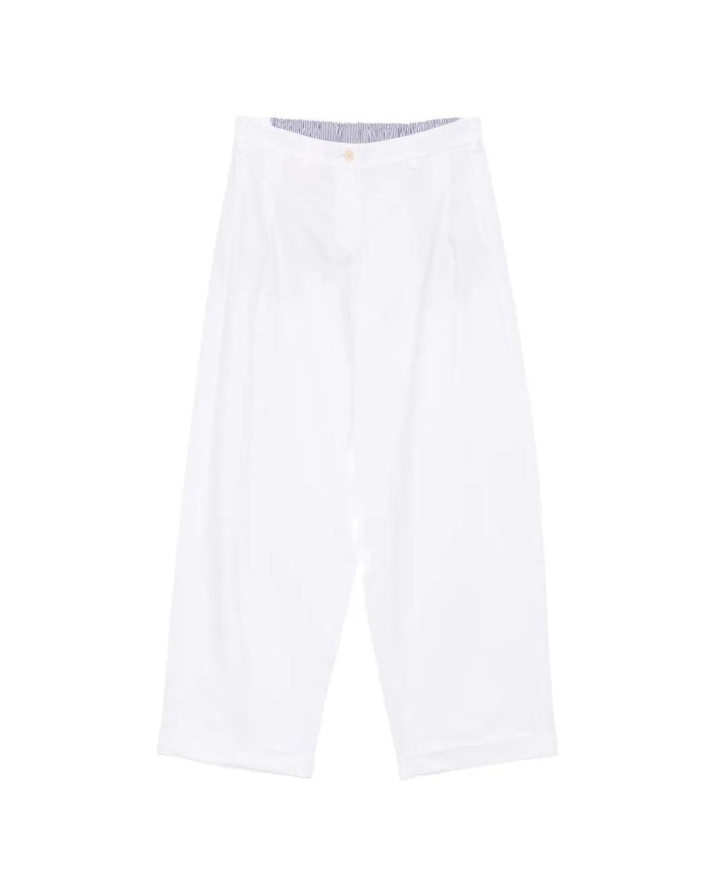 Jejia White Pleated Wide-Leg Trousers
