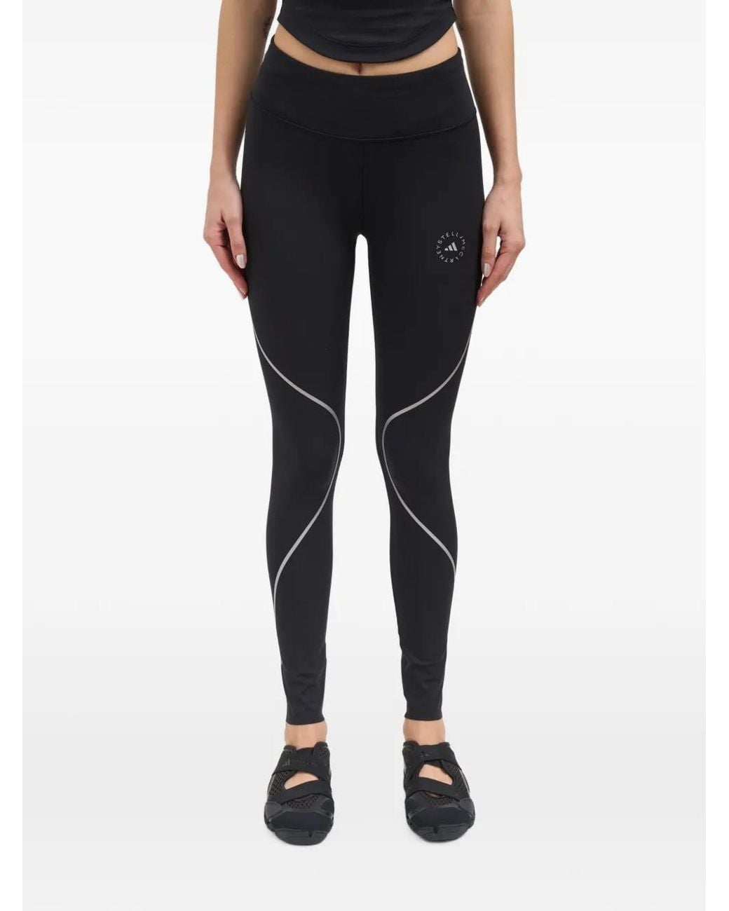 Adidas By Stella McCartney Black Logo-Print Panelled Leggings