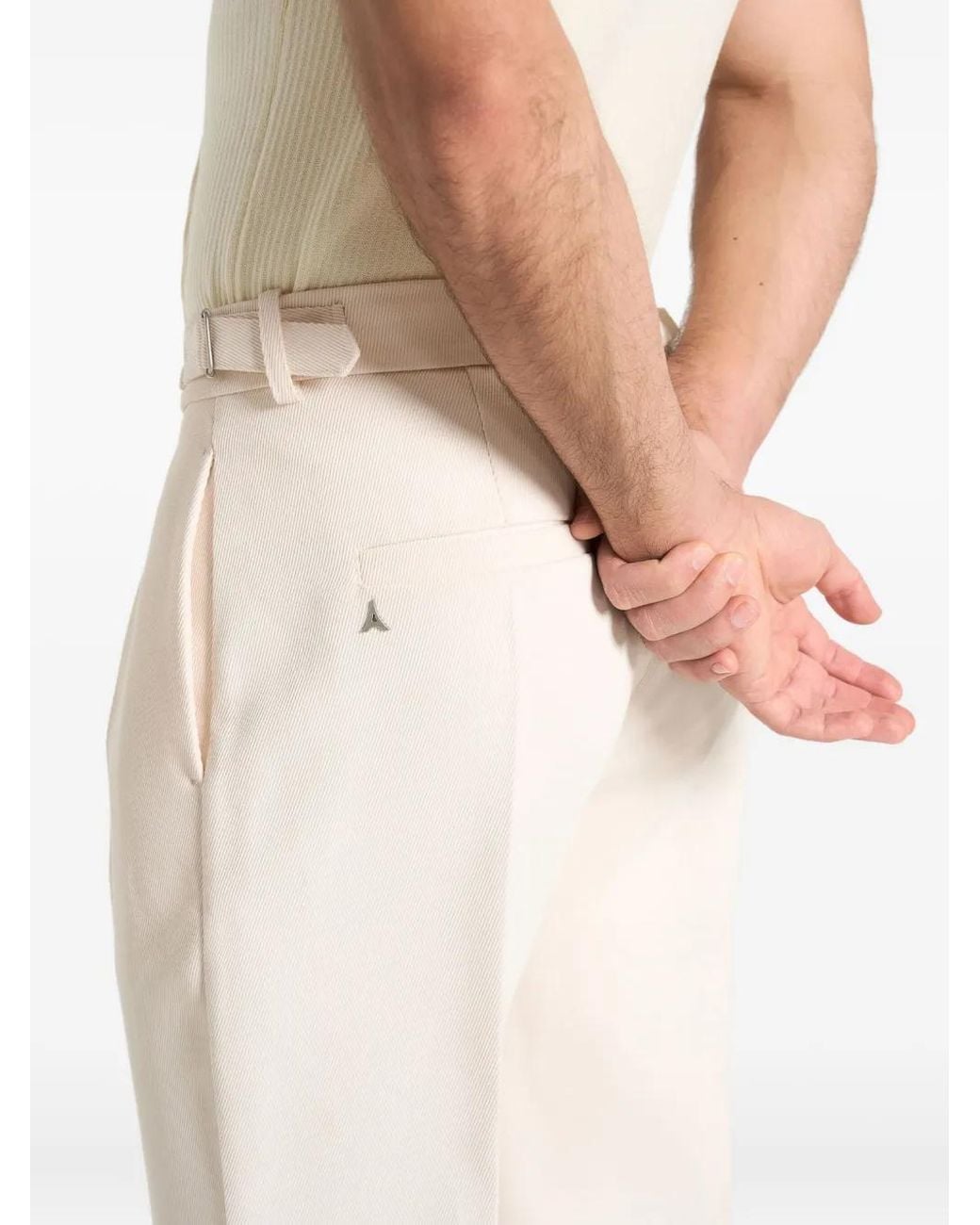 Manière De Voir Natural Dorian Relaxed Fit Twill Pleated Tailored Trousers for men