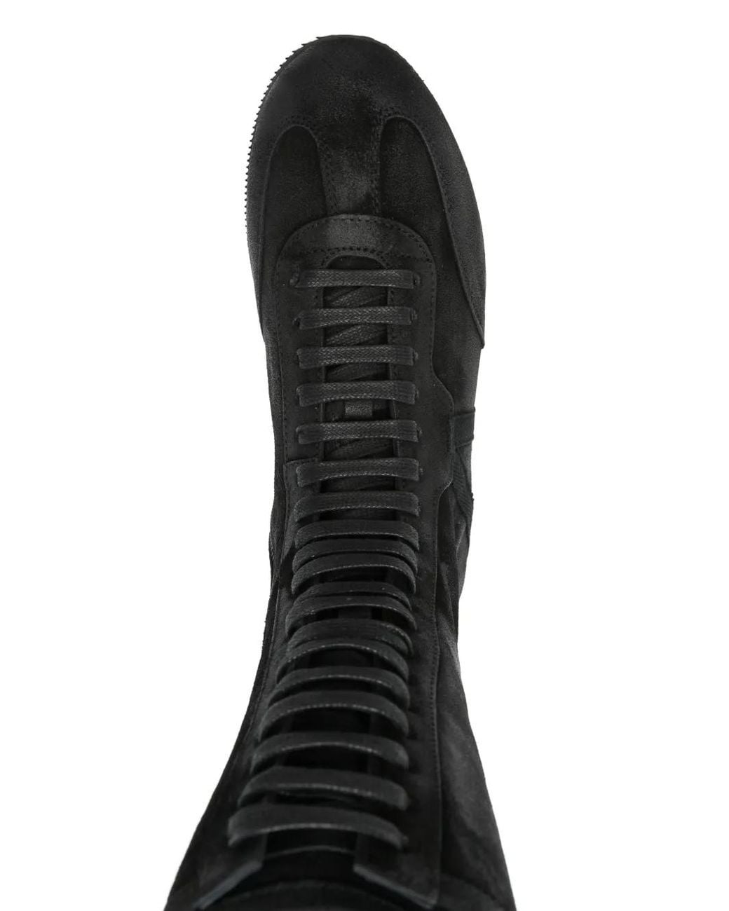 Ann Demeulemeester Black Fides Soft High-Top Boxing Sneakers Calf Suede Ski