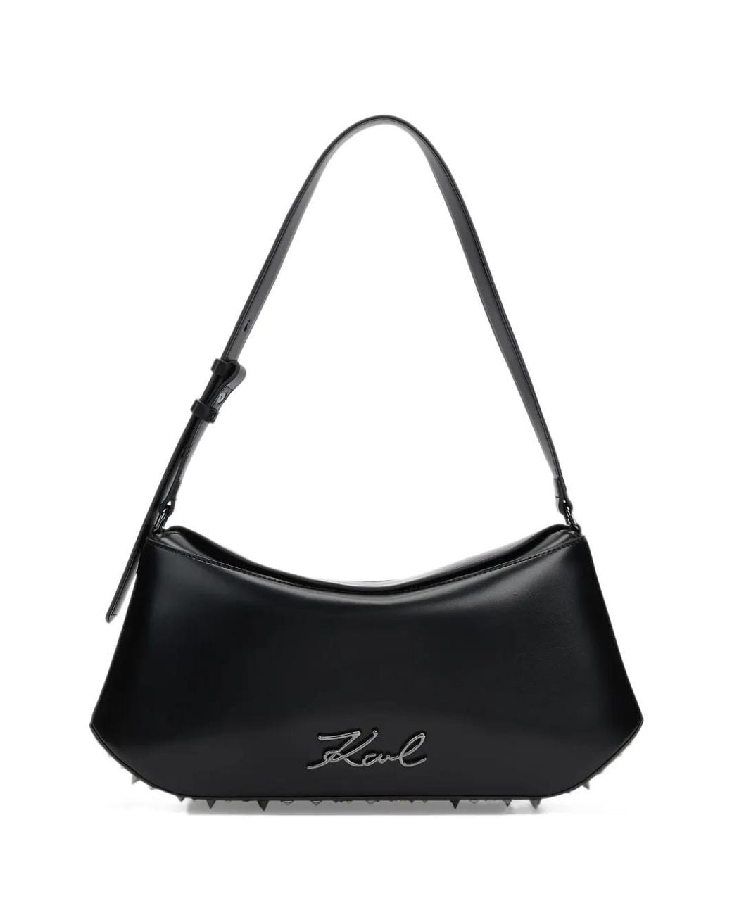 Karl Lagerfeld Black K/Signature Studs Elongated Shoulder Bag