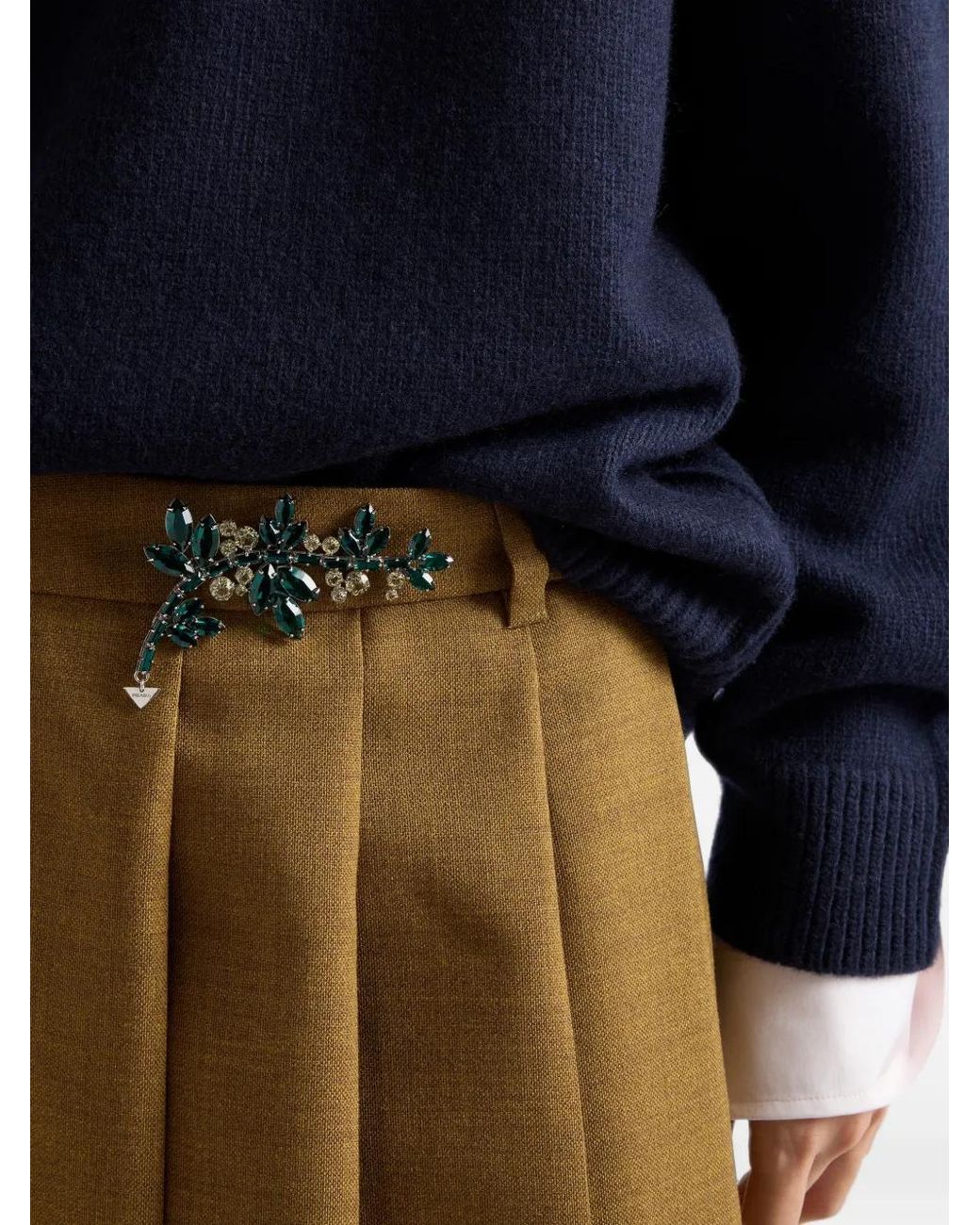 Prada Green Hopsack Midi-Skirt