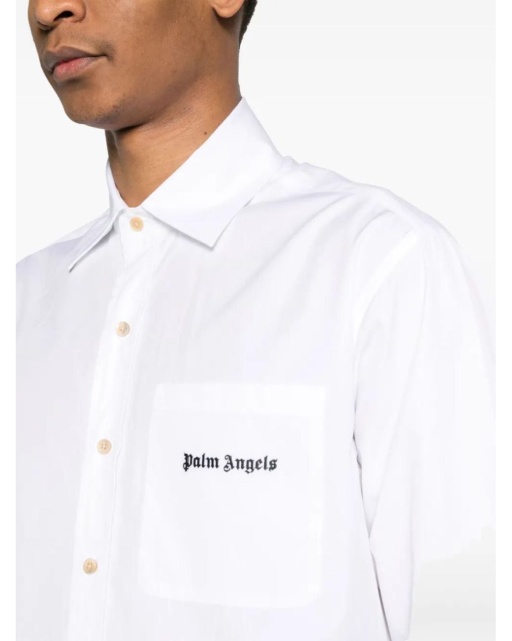 Palm Angels White Shirt With Logo for men
