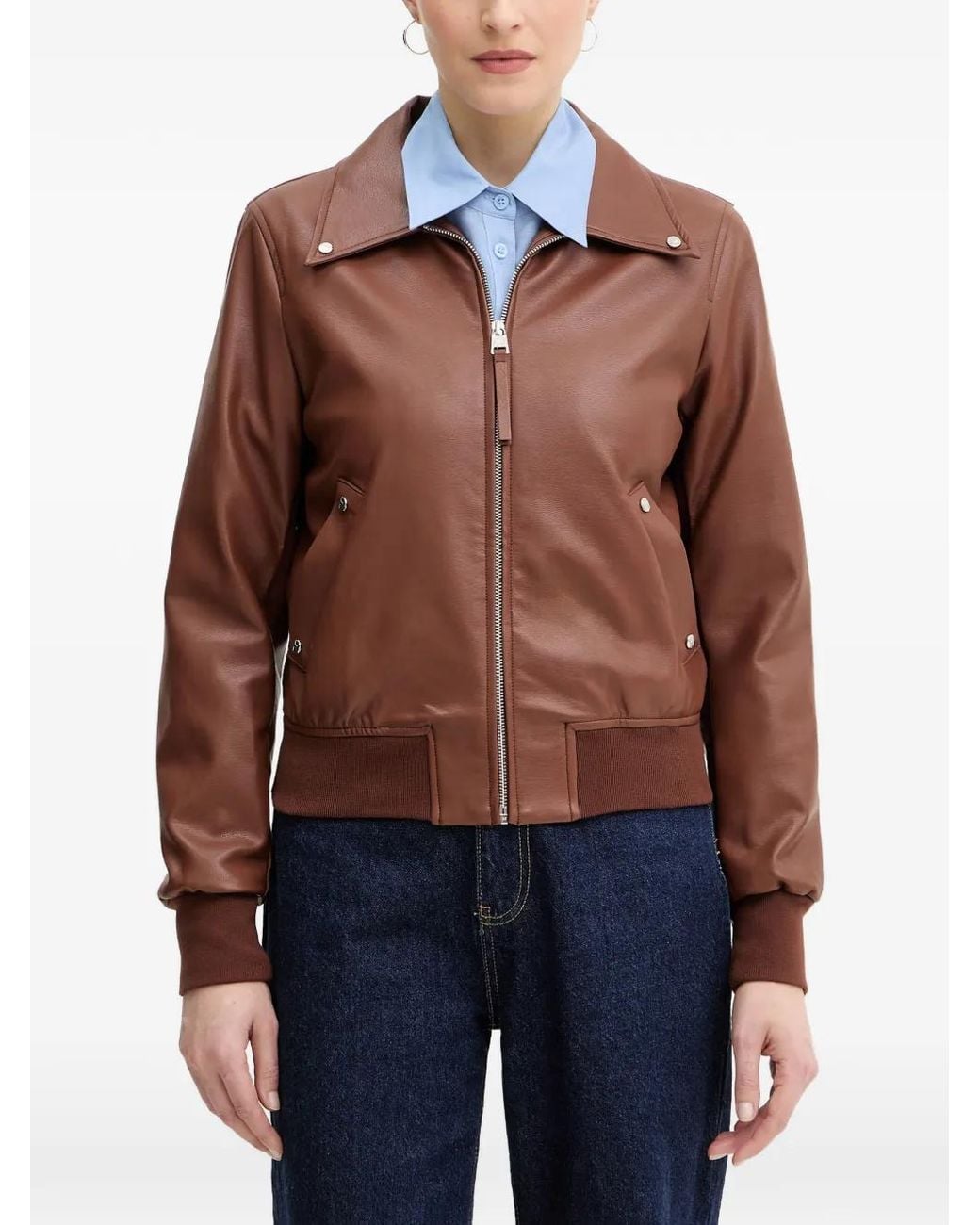 Silvian Heach Blue Veste Bomber Eldar À Fermeture Zippée