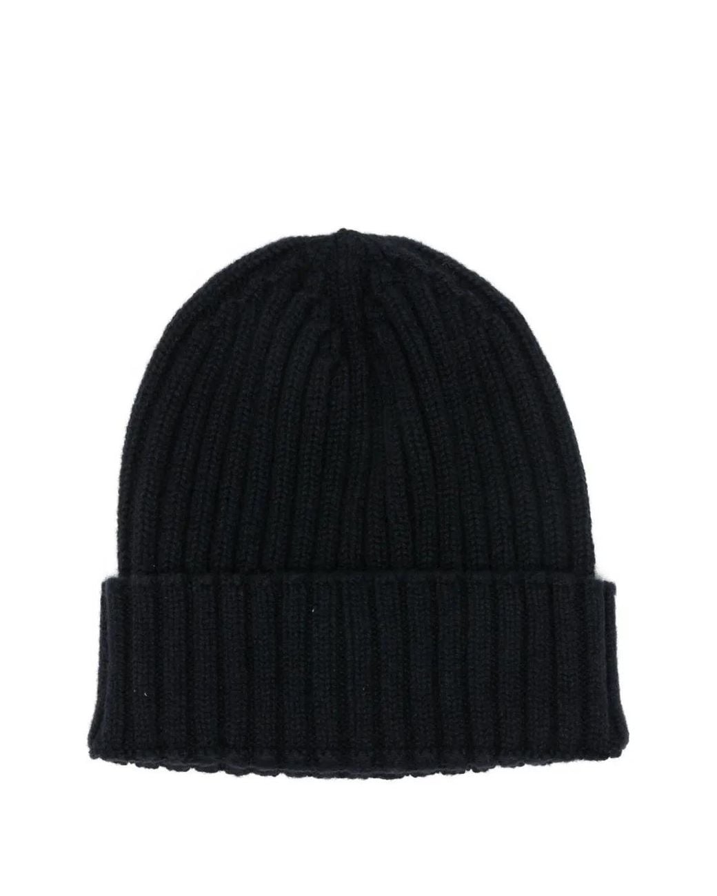 Dell'Oglio Black Ribbed Beanie Hat for men