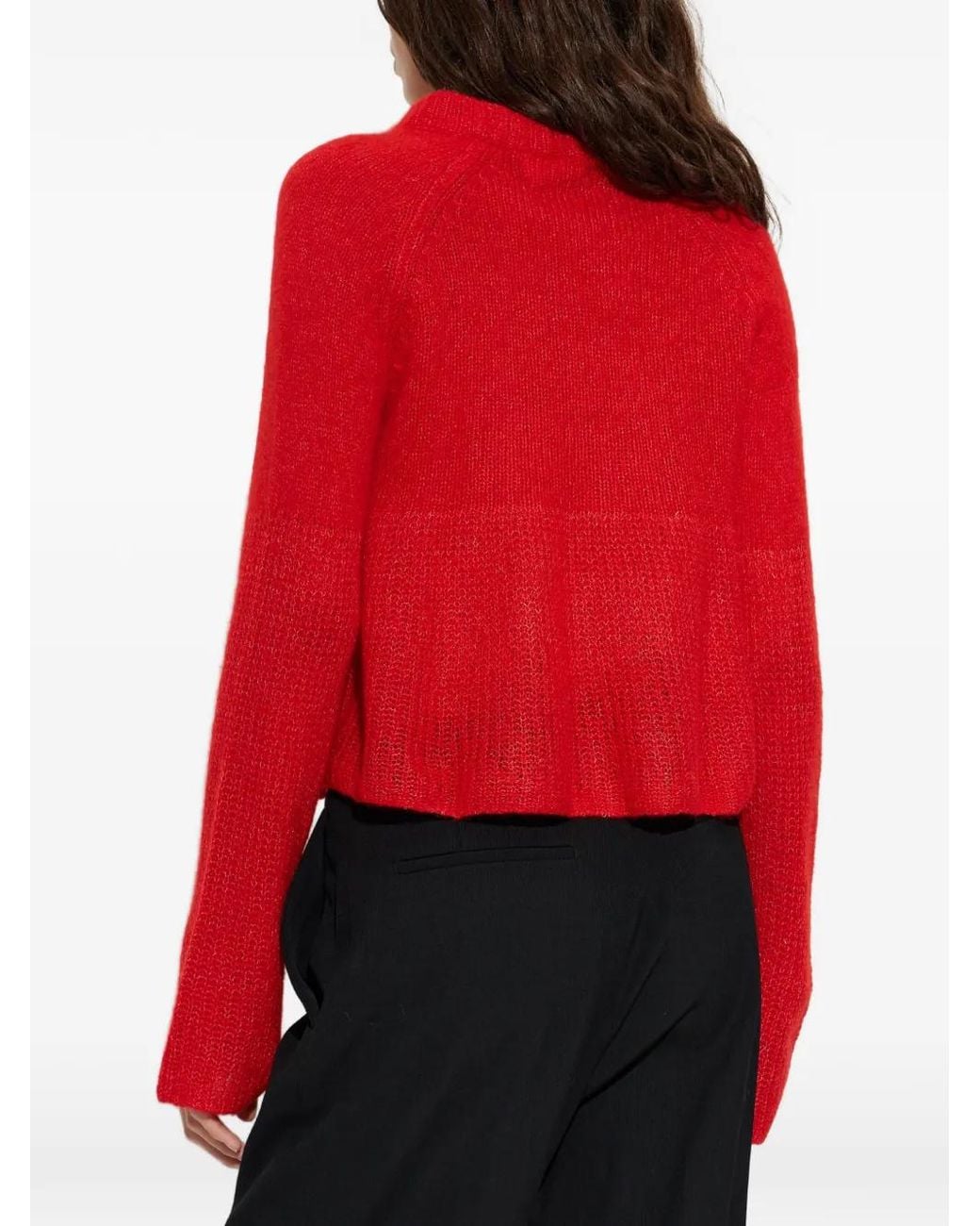 Lisa Yang Red Portia Peplum Sweater