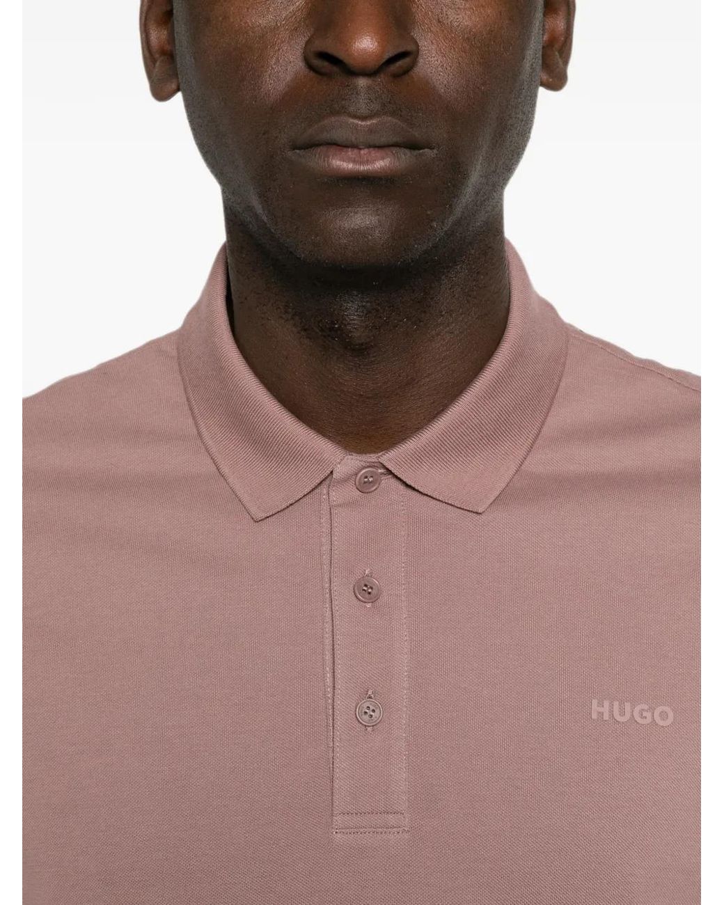 Boss Pink Logo-Print Cotton Polo Shirt for men