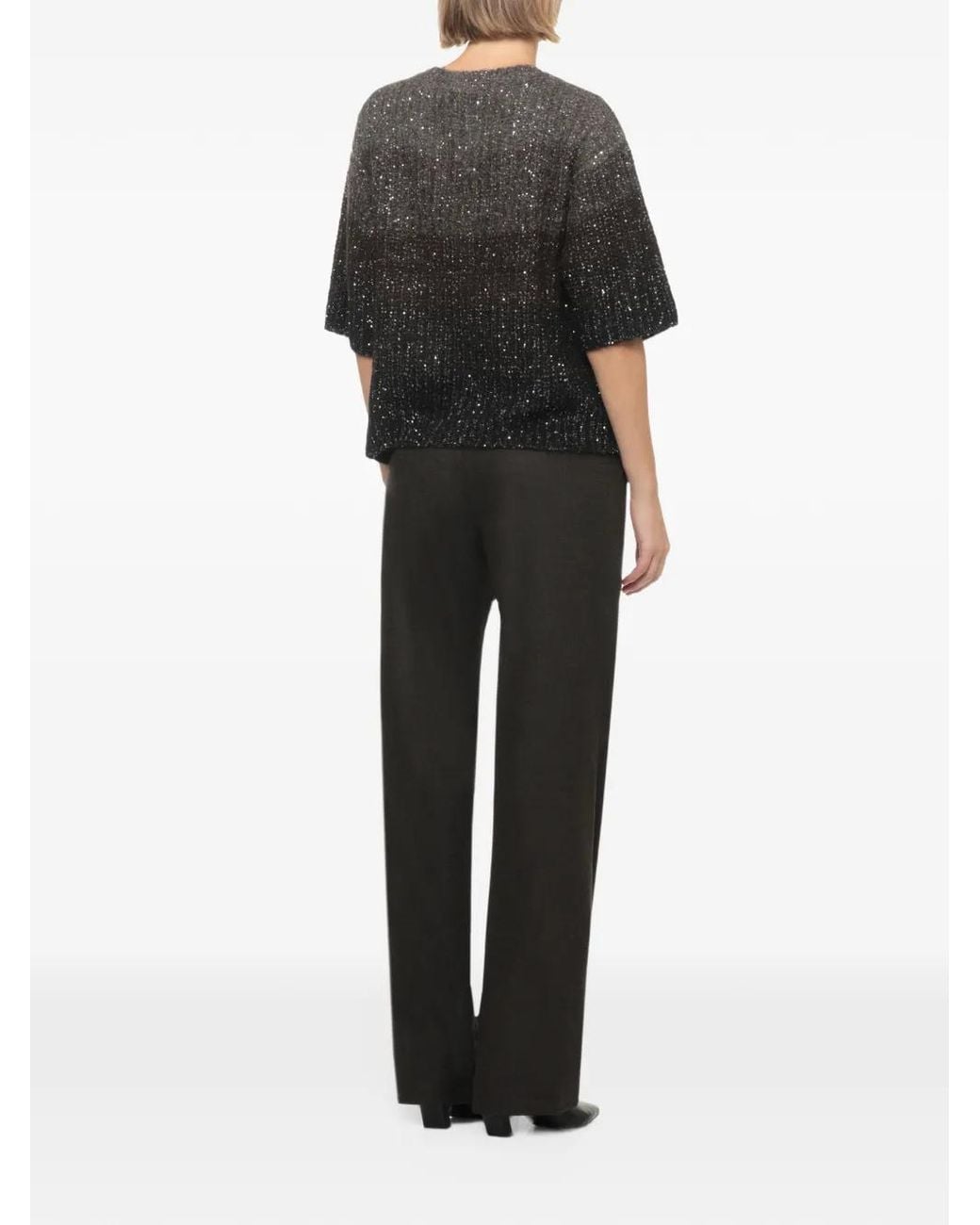 D.exterior Black Sequin-Embellished Ombre-Effect Sweater