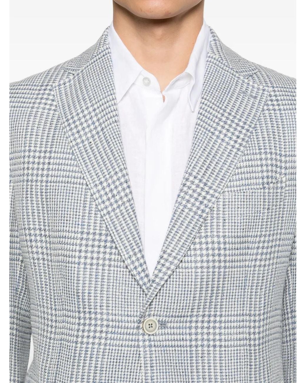 Eleventy Gray Checked Single-Breasted Blazer for men