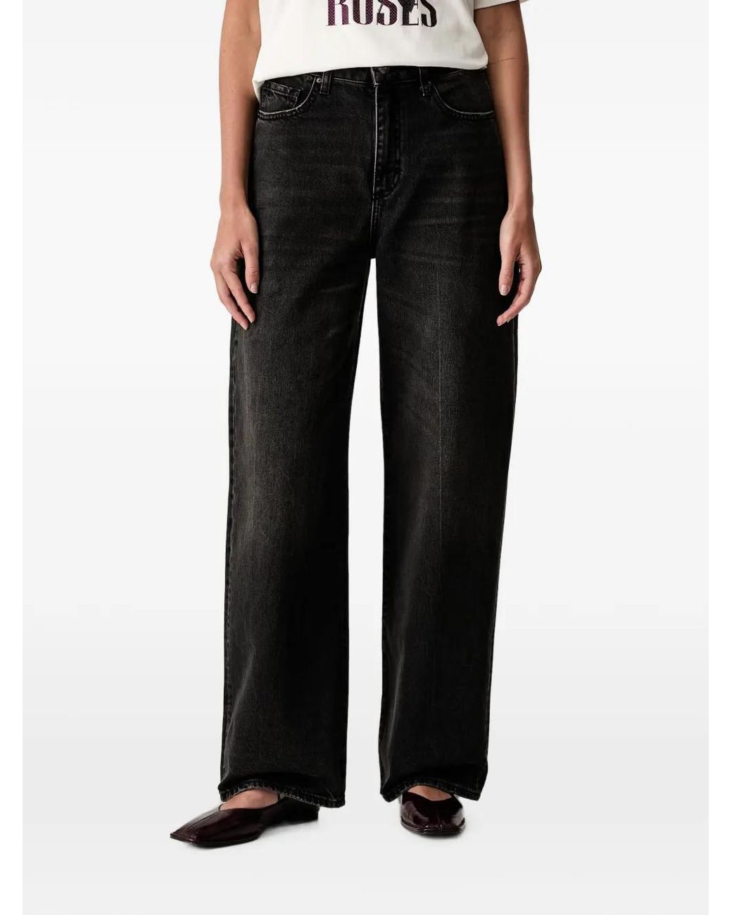 ARMANI EXCHANGE Black Whiskering-Effect Jeans