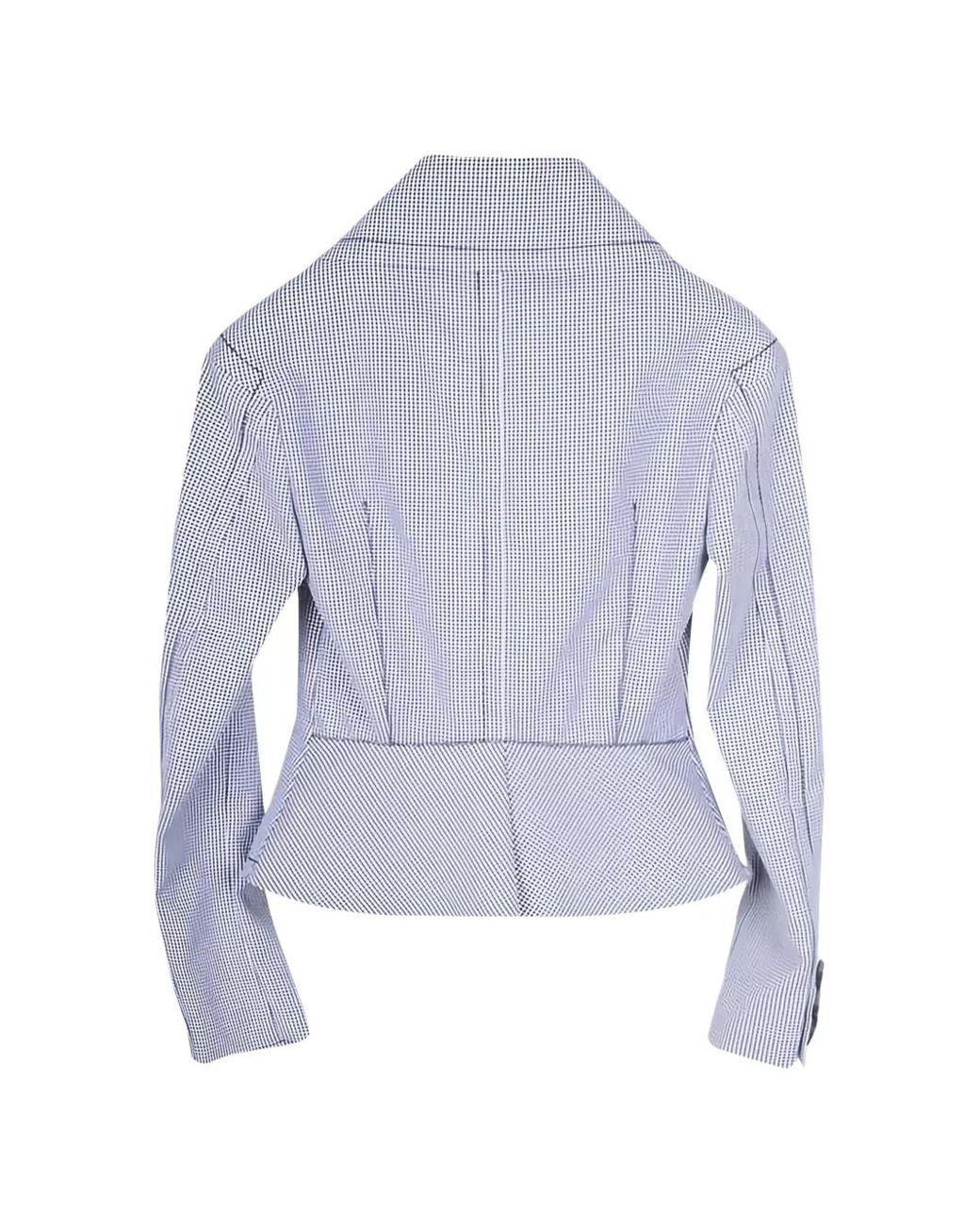DSquared² Blue Houndstooth Double-Breasted Blazer