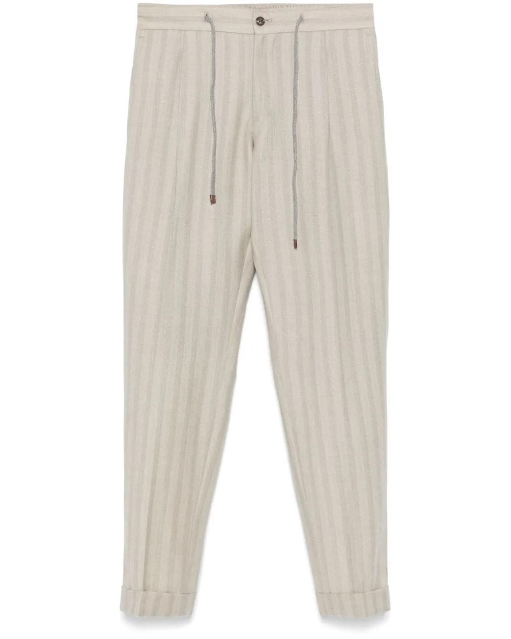 Barba Napoli Natural Herringbone Chino Trousers for men
