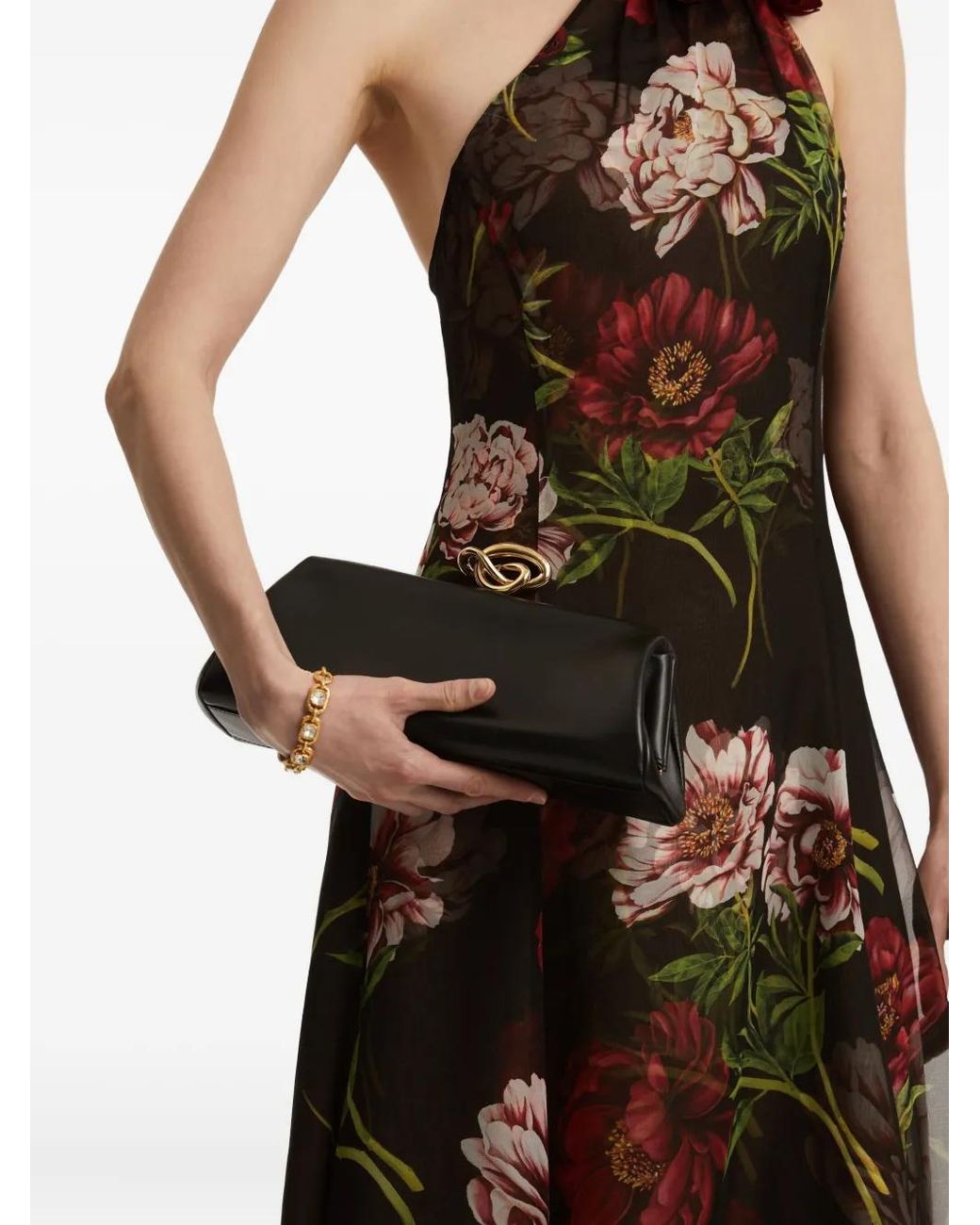 Oscar de la Renta Black Knot Clutch Bag